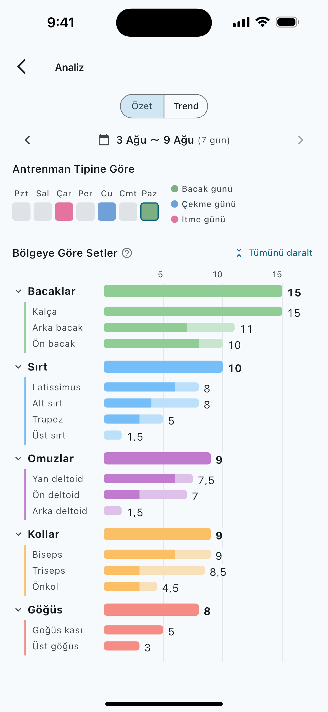 Weekly sets per muscle