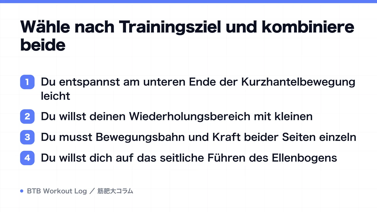 Diagram: Wähle nach Trainingsziel und kombiniere beide