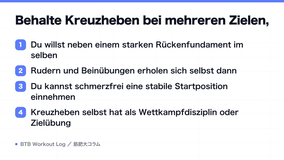 Diagram: Behalte Kreuzheben bei mehreren Zielen,