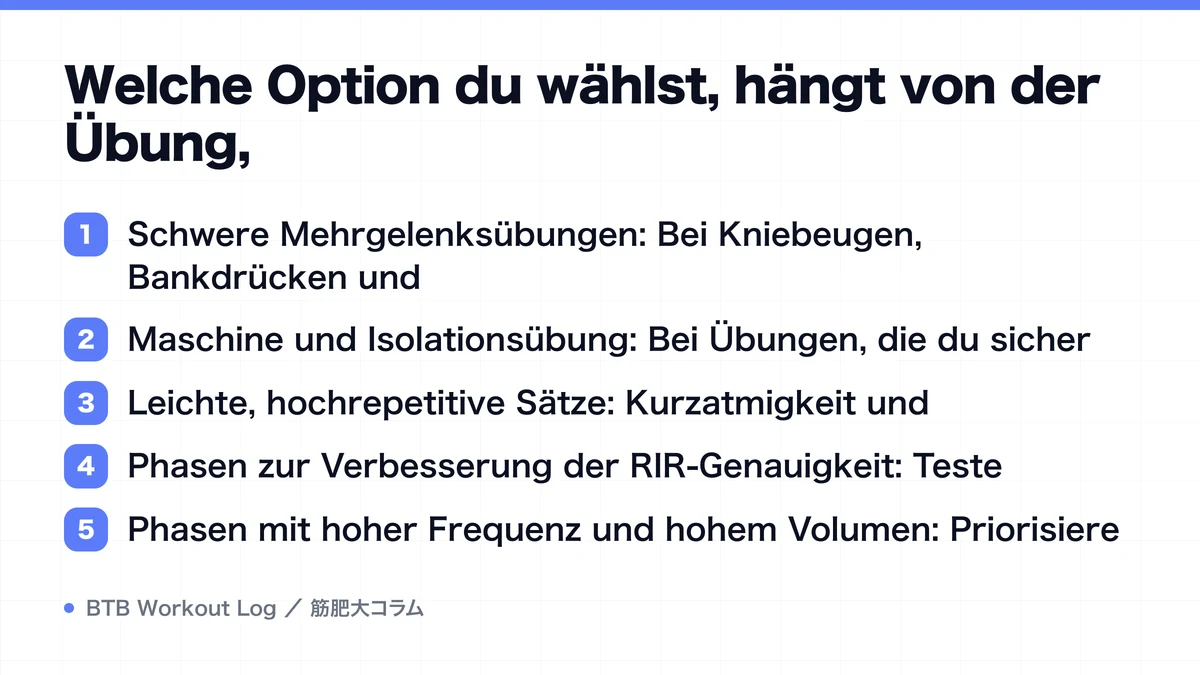 Diagram: Welche Option du wählst, hängt von der Übung,