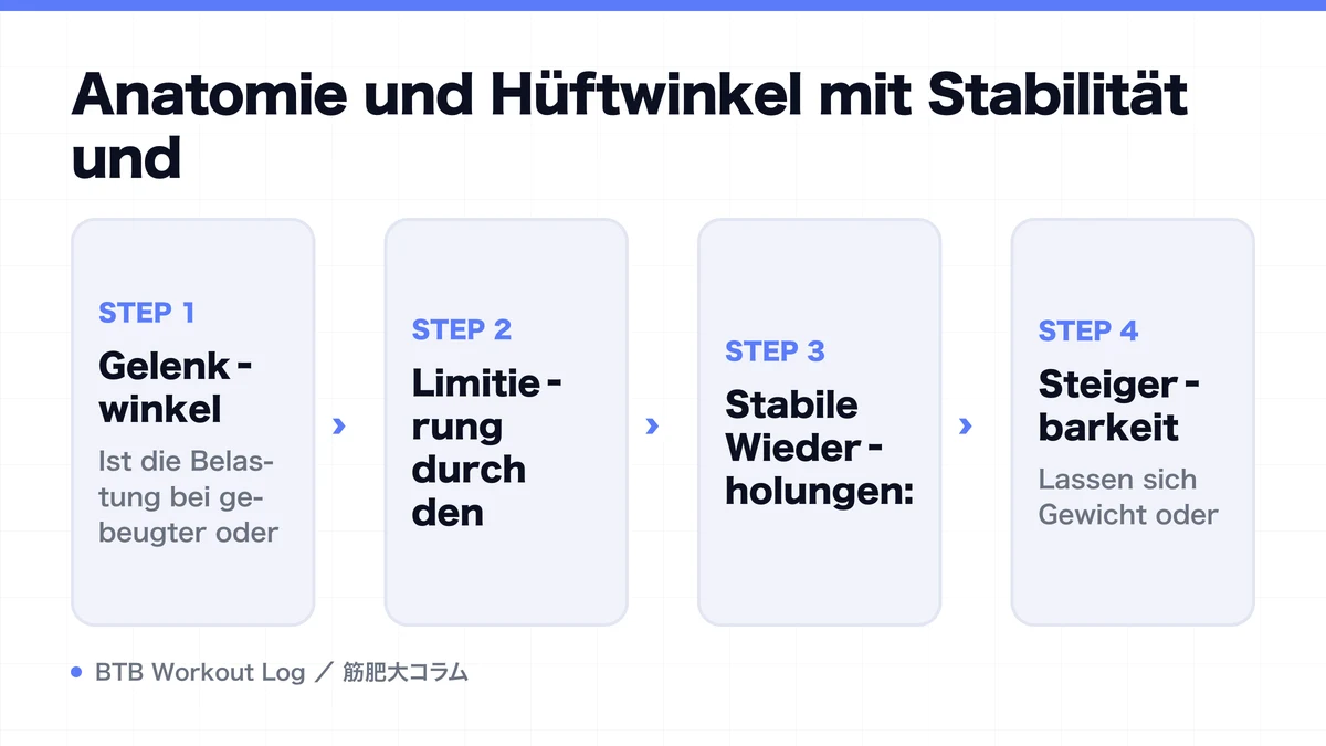 Diagram: Anatomie und Hüftwinkel mit Stabilität und