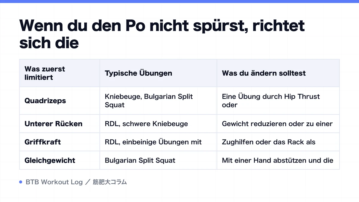 Diagram: Wenn du den Po nicht spürst, richtet sich die