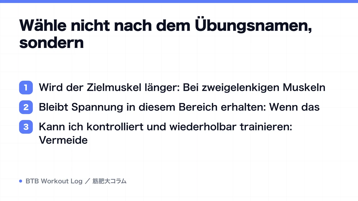 Diagram: Wähle nicht nach dem Übungsnamen, sondern