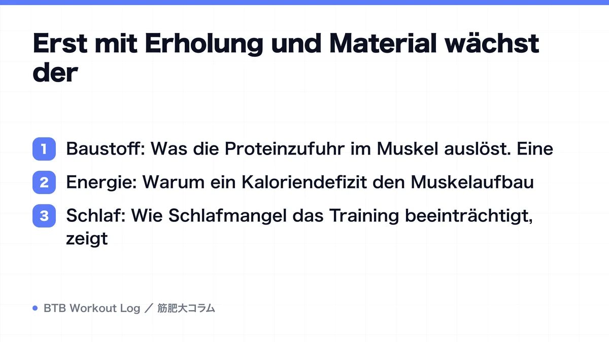 Diagram: Erst mit Erholung und Material wächst der
