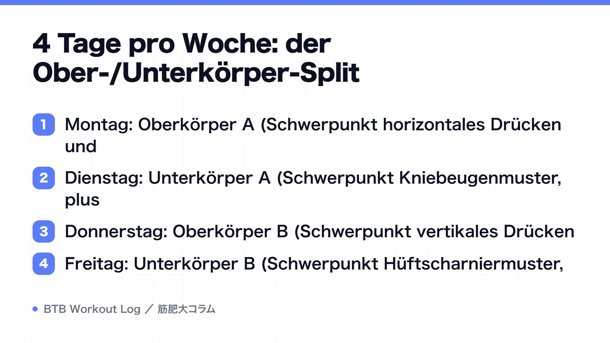 Diagram: 4 Tage pro Woche: der Ober-/Unterkörper-Split