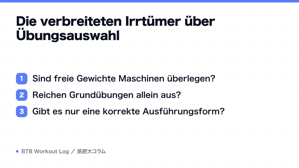 Diagram: Die verbreiteten Irrtümer über Übungsauswahl