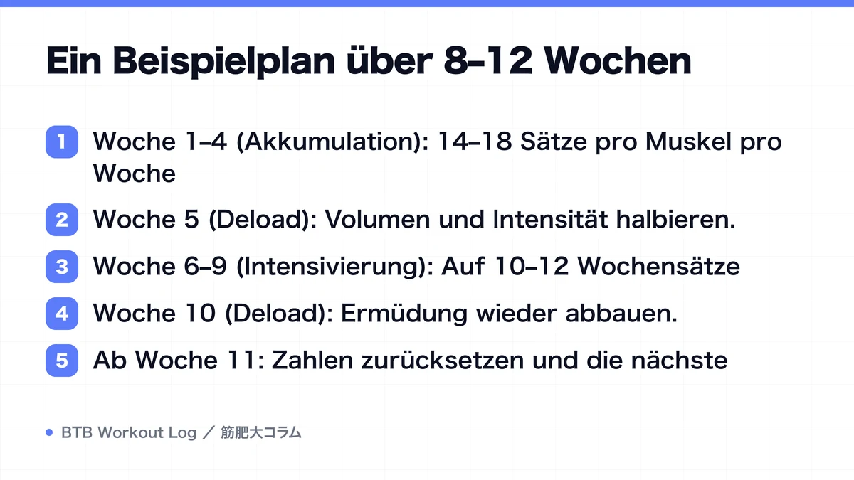 Diagram: Ein Beispielplan über 8–12 Wochen