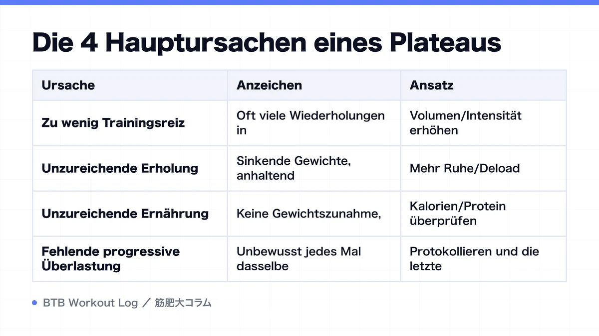 Diagram: Die 4 Hauptursachen eines Plateaus