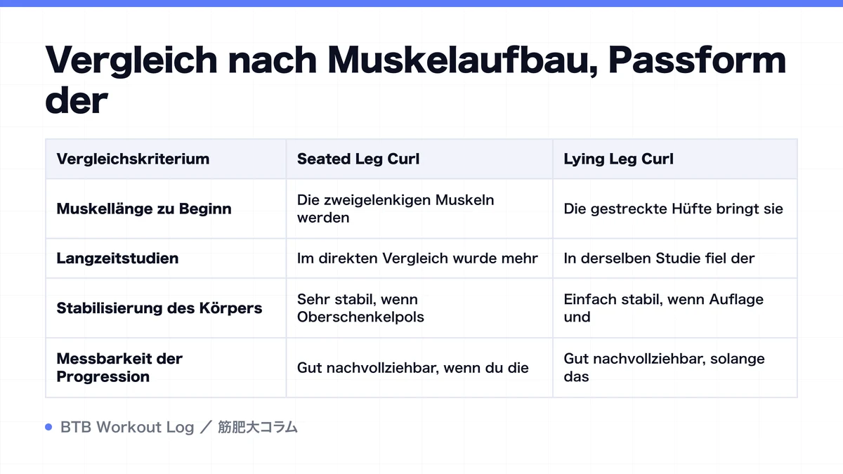 Diagram: Vergleich nach Muskelaufbau, Passform der