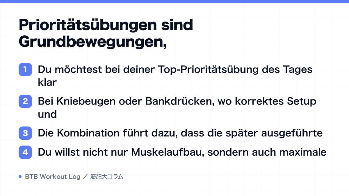 Diagram: Prioritätsübungen sind Grundbewegungen,