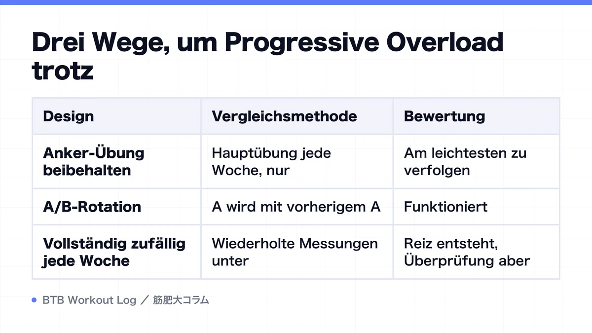 Diagram: Drei Wege, um Progressive Overload trotz