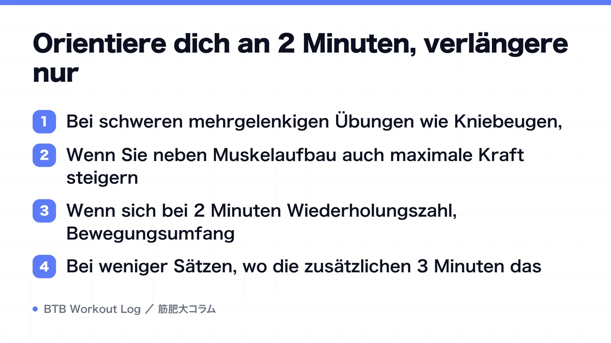 Diagram: Orientiere dich an 2 Minuten, verlängere nur