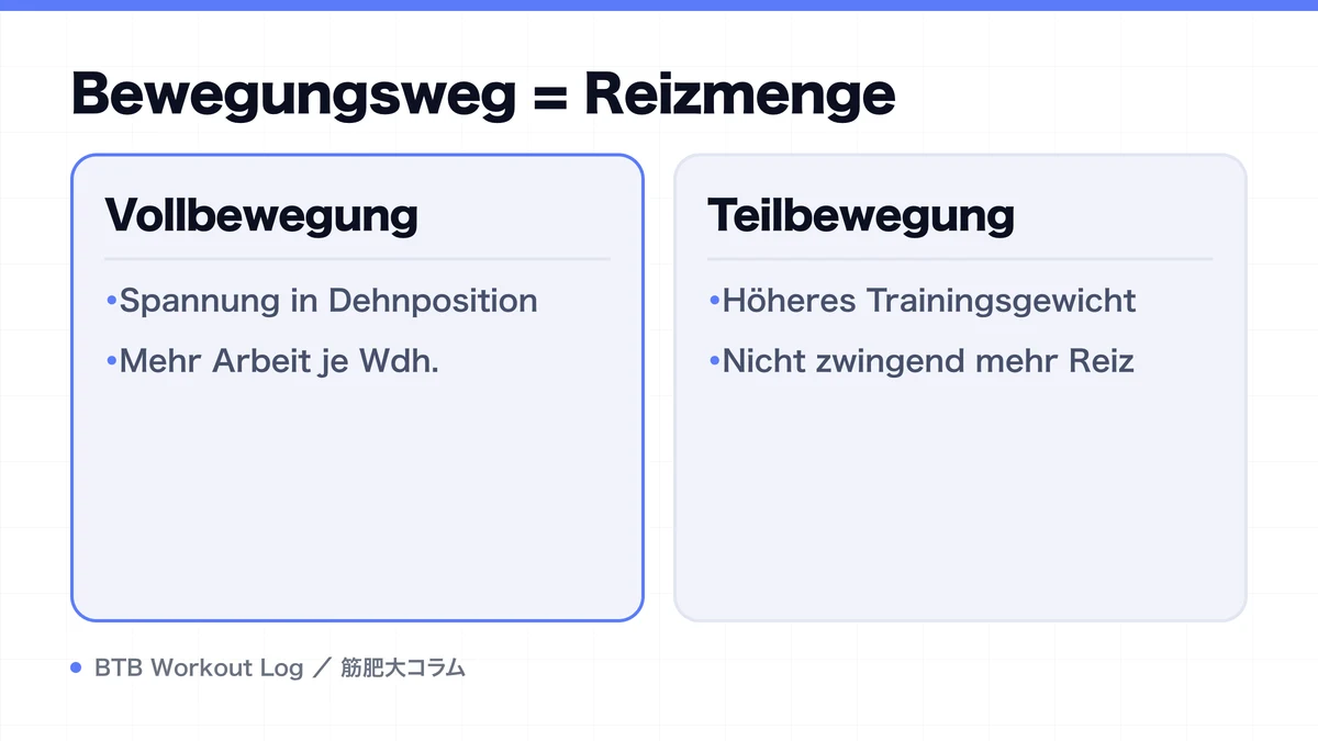 Diagram: Bewegungsweg = Reizmenge