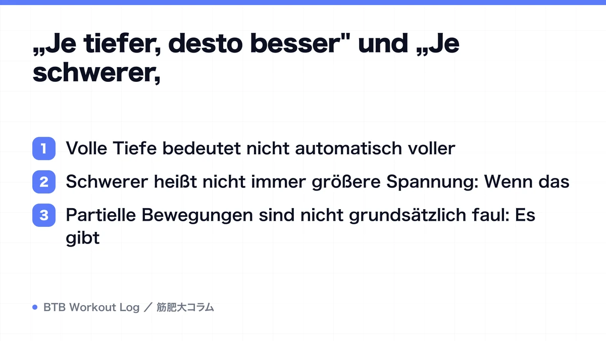 Diagram: „Je tiefer, desto besser" und „Je schwerer,