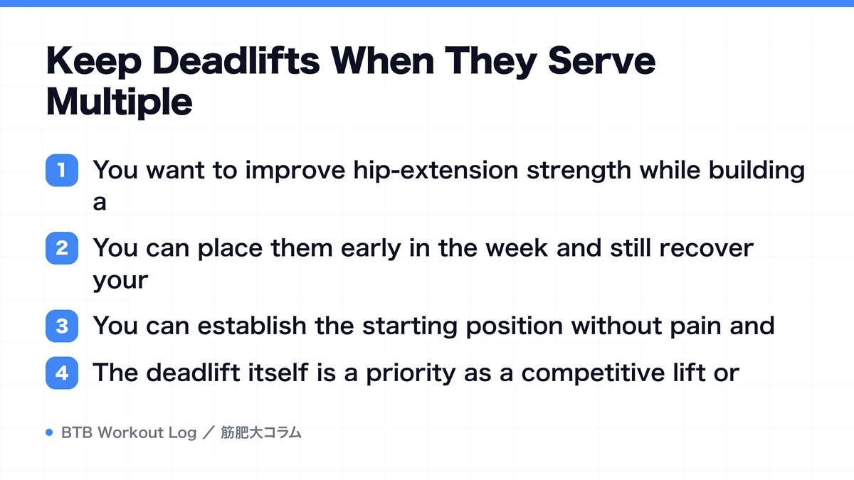 Diagram: Keep Deadlifts When They Serve Multiple