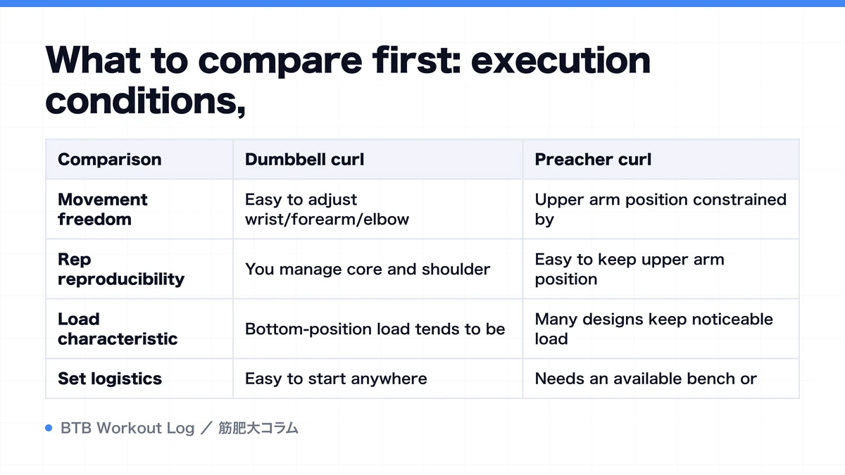 Diagram: What to compare first: execution conditions,