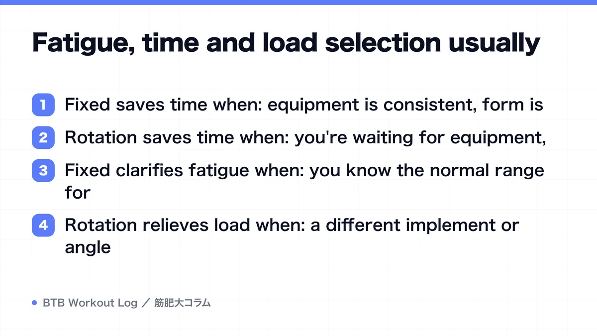 Diagram: Fatigue, time and load selection usually