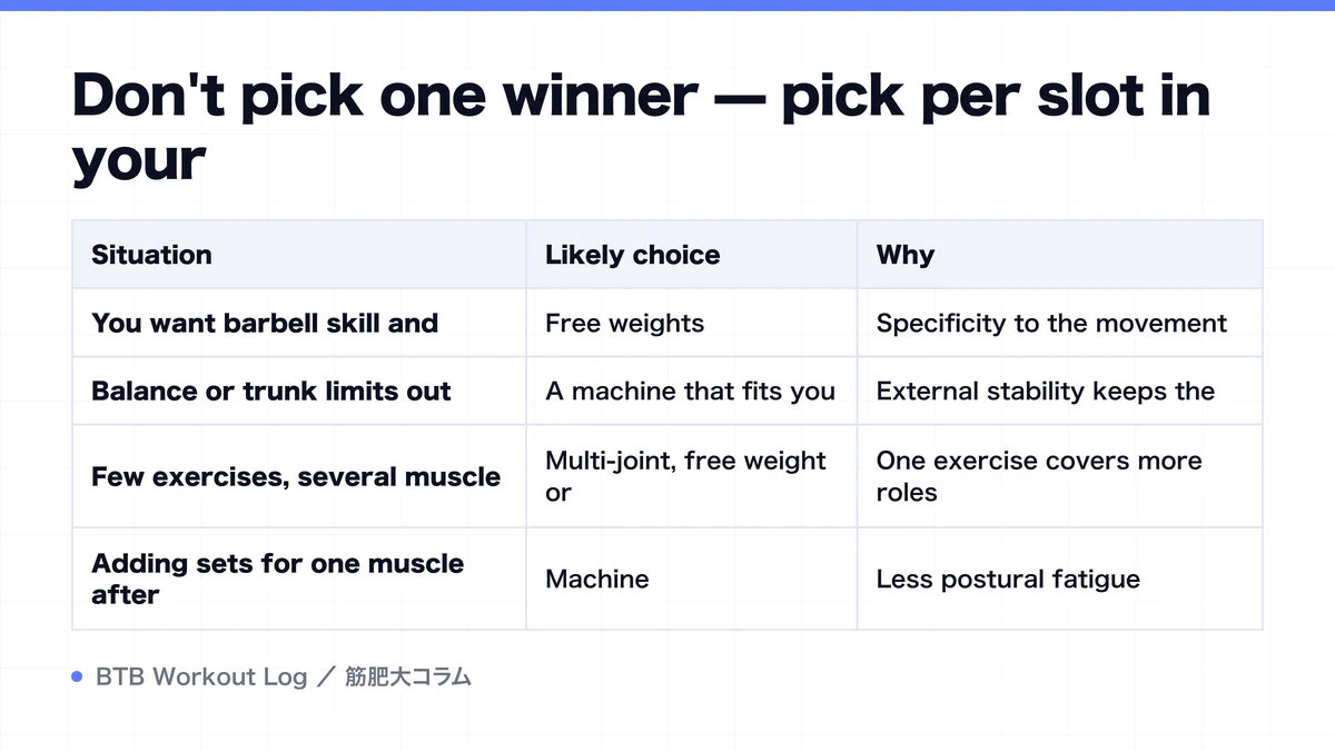 Diagram: Don't pick one winner — pick per slot in your