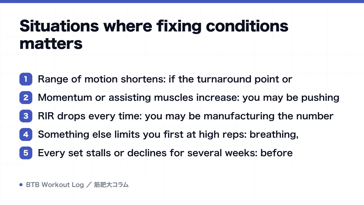 Diagram: Situations where fixing conditions matters