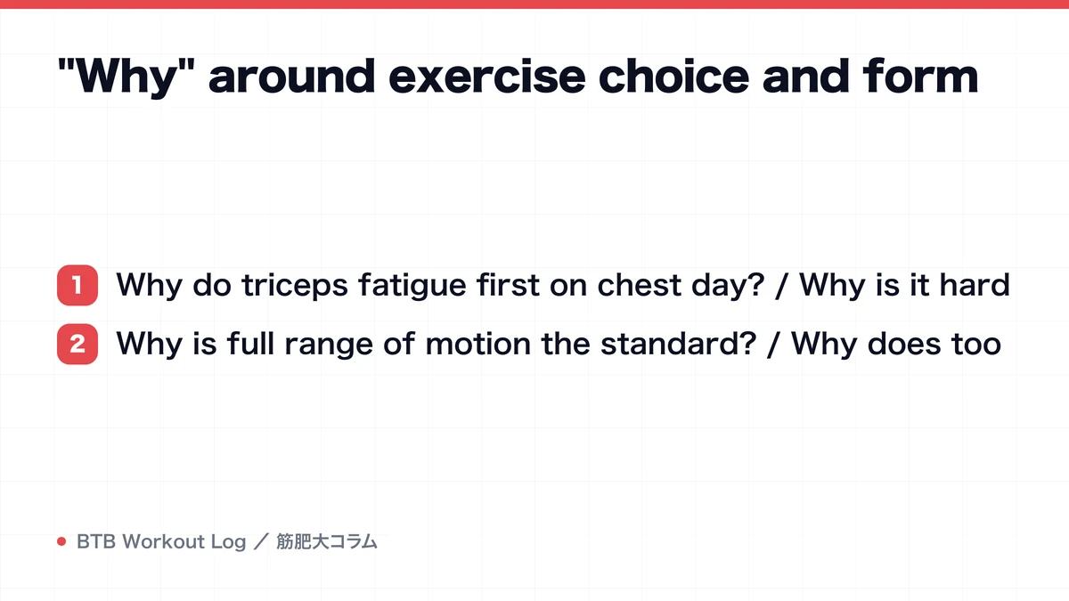 Diagram: "Why" around exercise choice and form