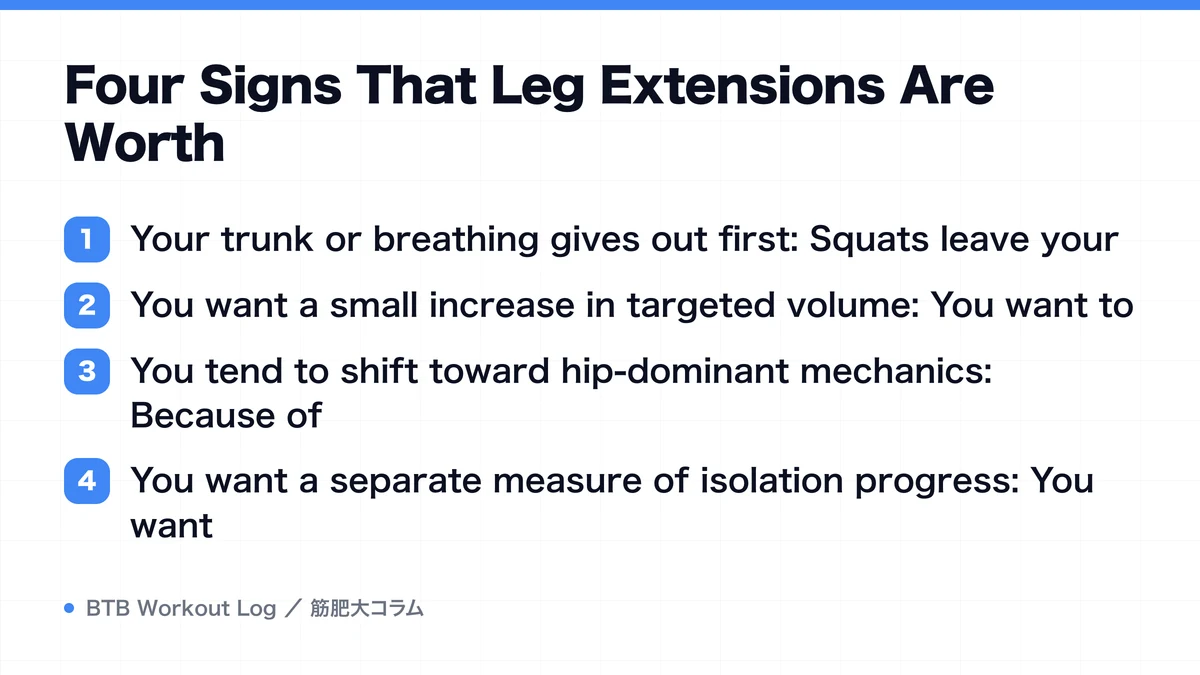 Diagram: Four Signs That Leg Extensions Are Worth
