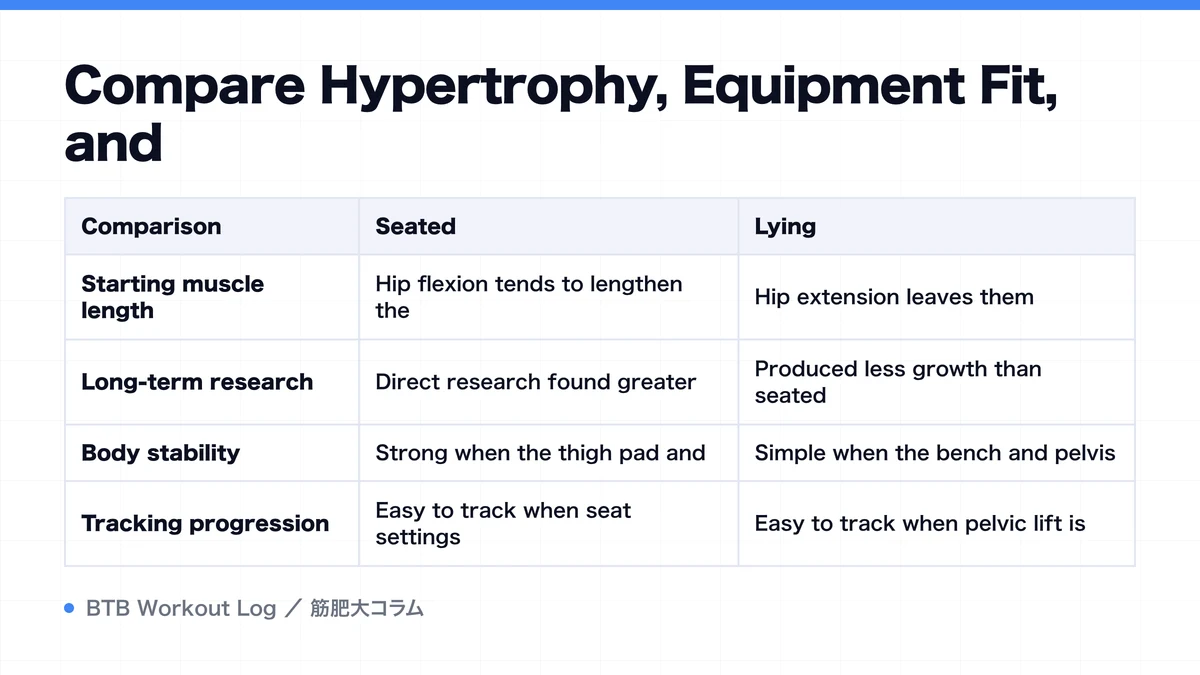 Diagram: Compare Hypertrophy, Equipment Fit, and