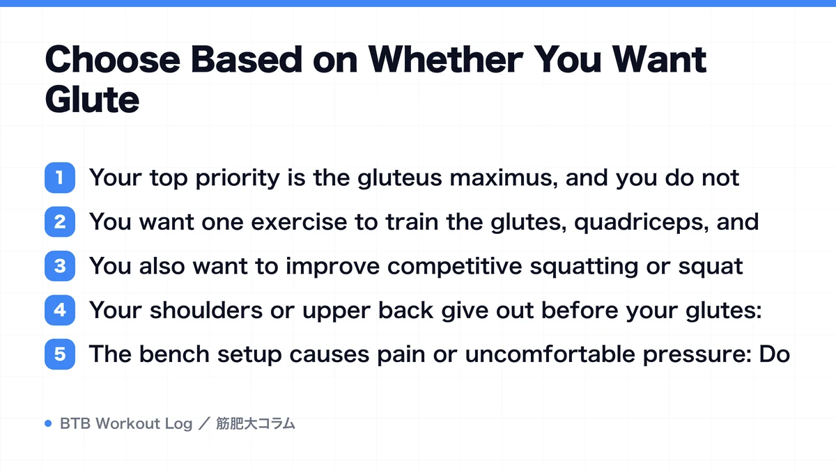Diagram: Choose Based on Whether You Want Glute