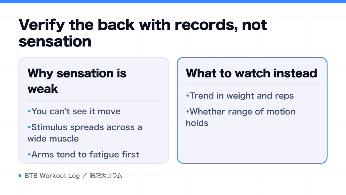 Diagram: Verify the back with records, not sensation