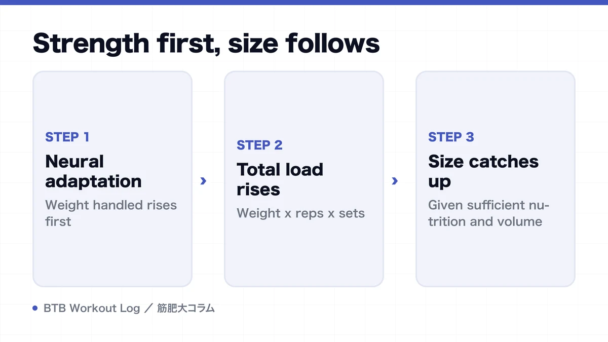 Diagram: Strength first, size follows