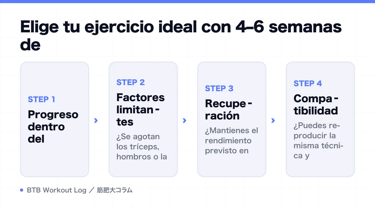 Diagram: Elige tu ejercicio ideal con 4–6 semanas de