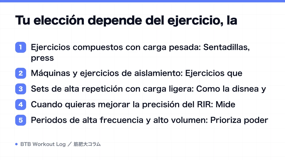 Diagram: Tu elección depende del ejercicio, la