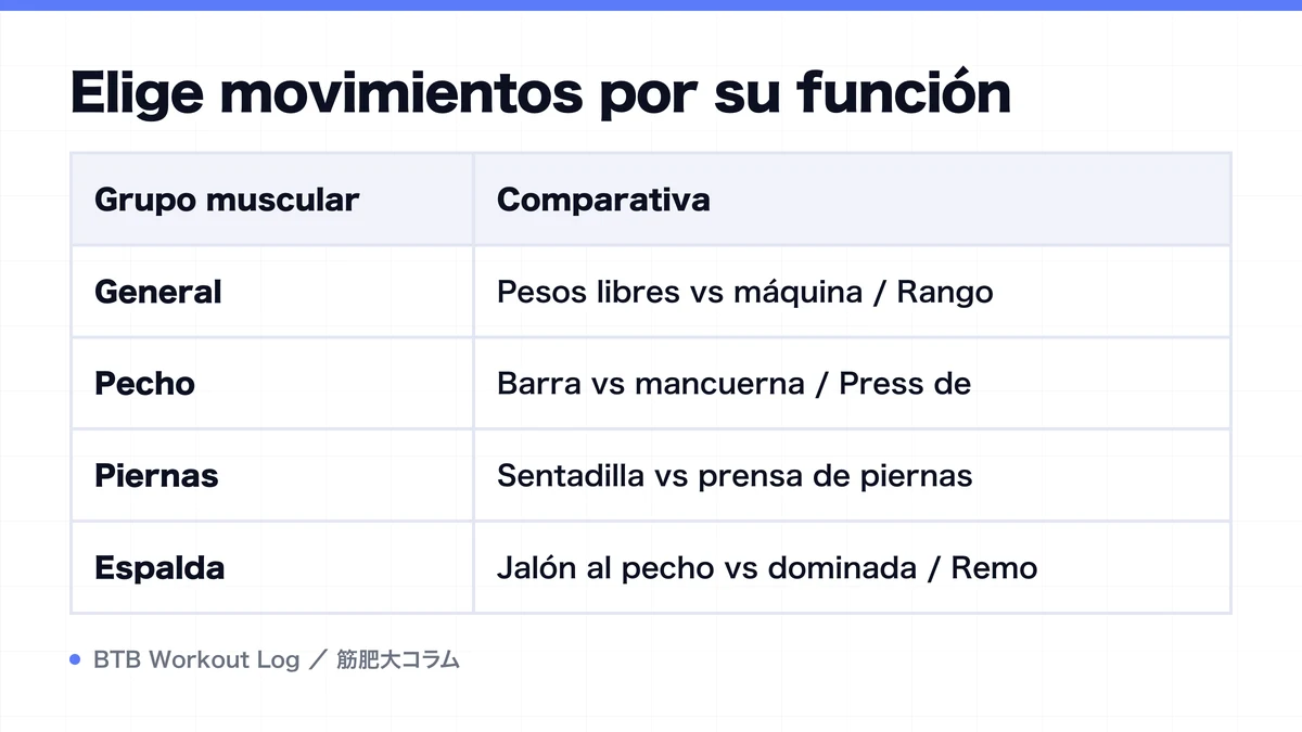 Diagram: Elige movimientos por su función