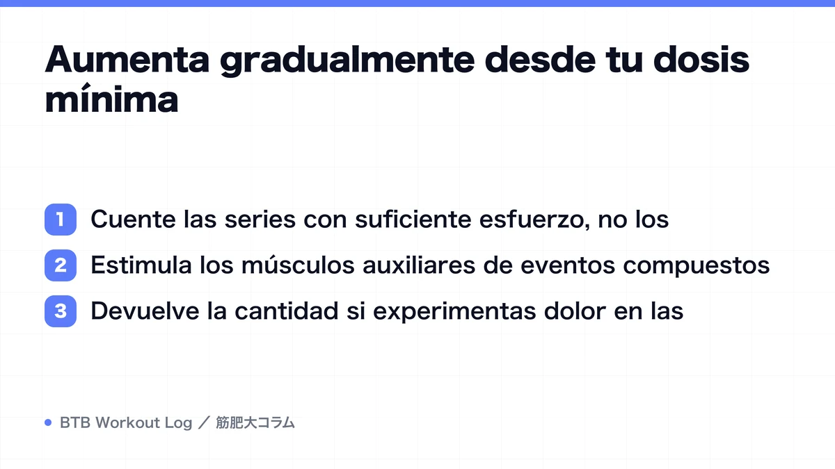 Diagram: Aumenta gradualmente desde tu dosis mínima