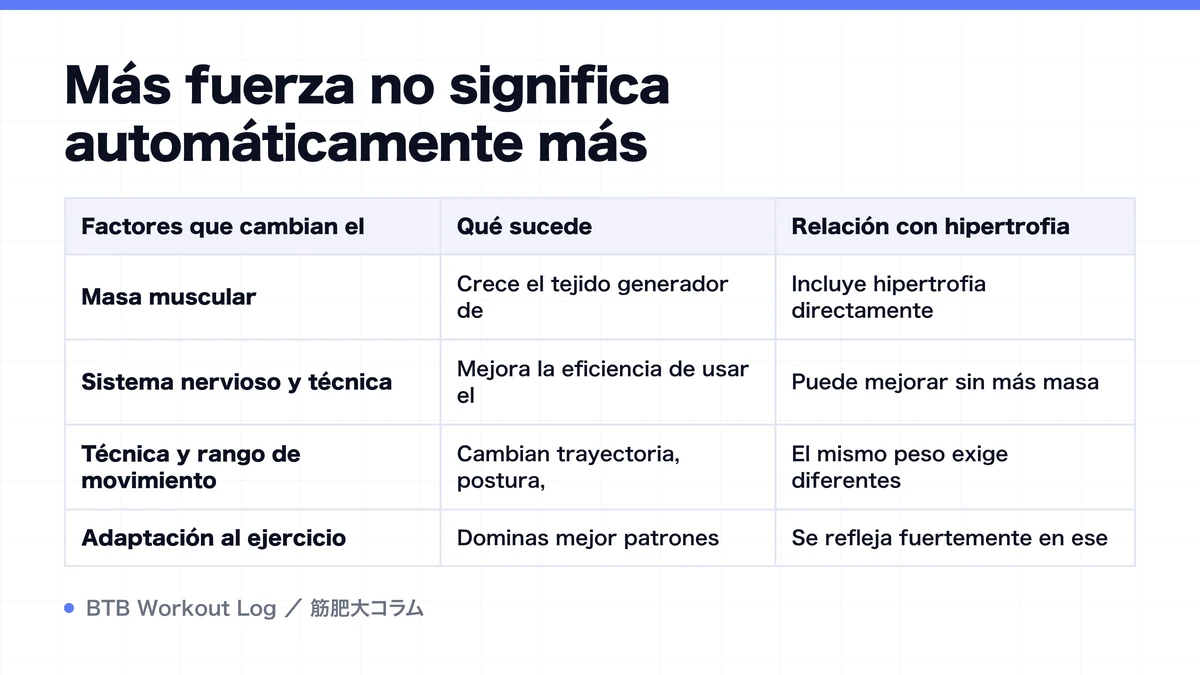 Diagram: Más fuerza no significa automáticamente más