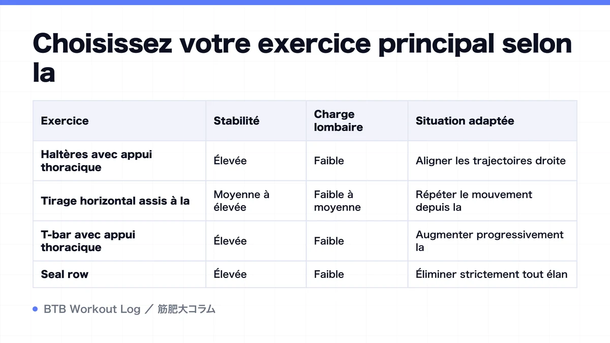 Diagram: Choisissez votre exercice principal selon la