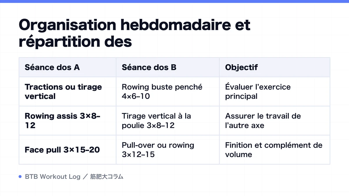Diagram: Organisation hebdomadaire et répartition des