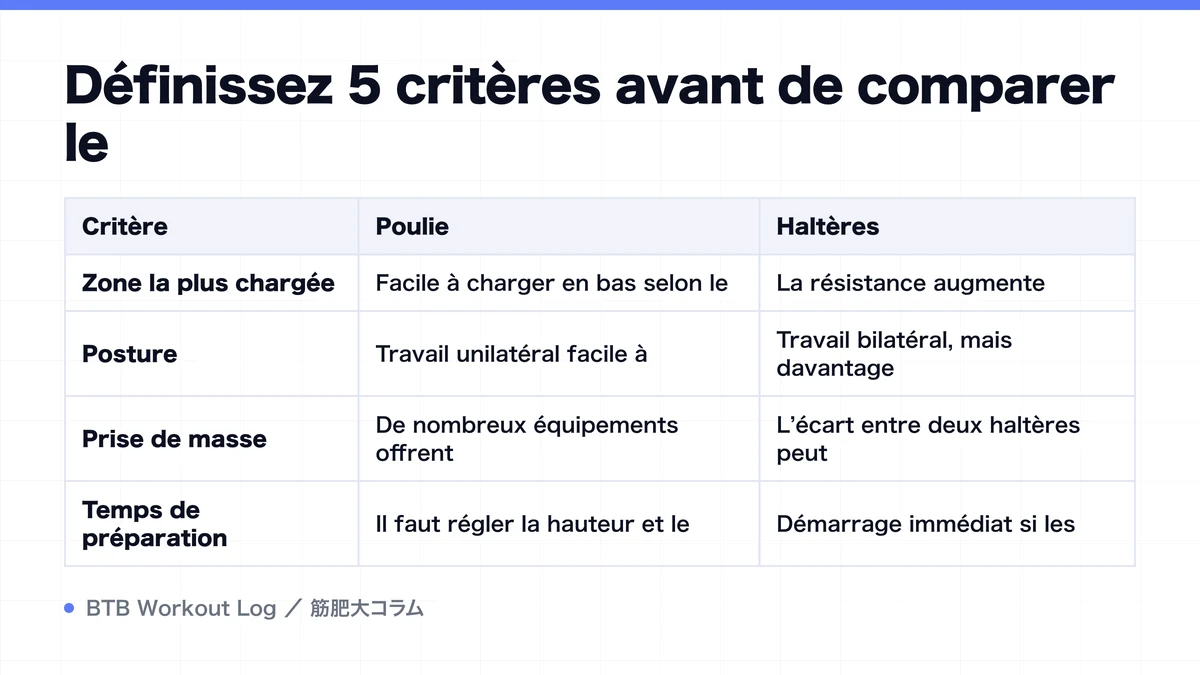 Diagram: Définissez 5 critères avant de comparer le