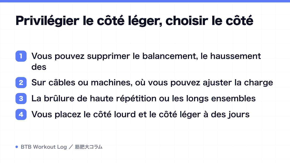 Diagram: Privilégier le côté léger, choisir le côté