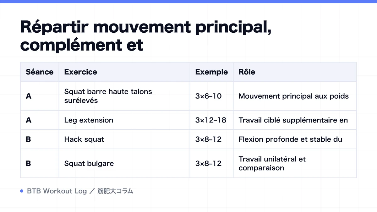 Diagram: Répartir mouvement principal, complément et