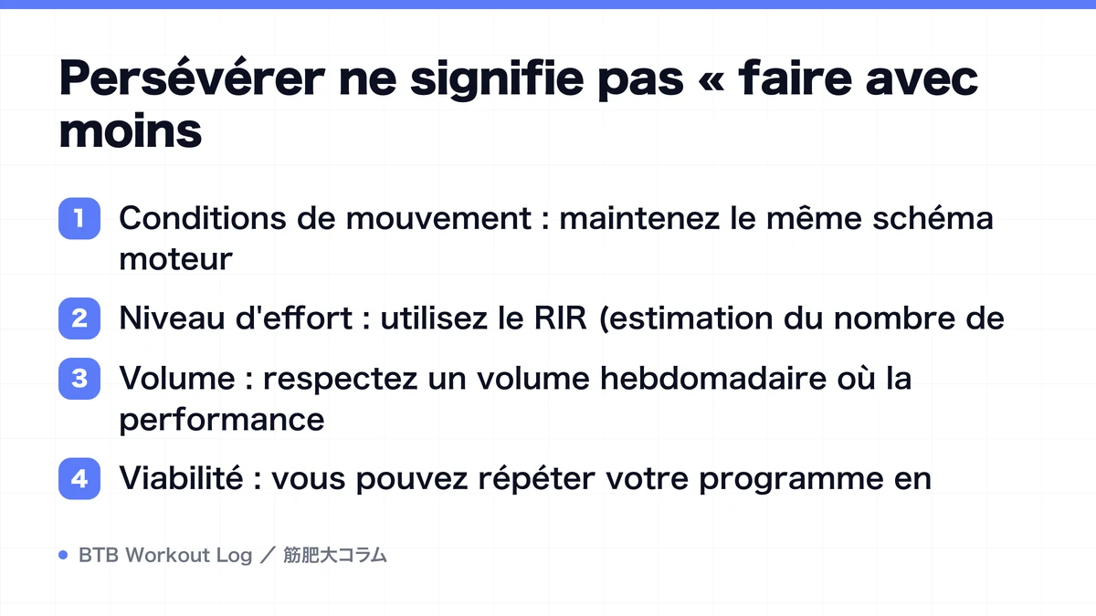 Diagram: Persévérer ne signifie pas « faire avec moins