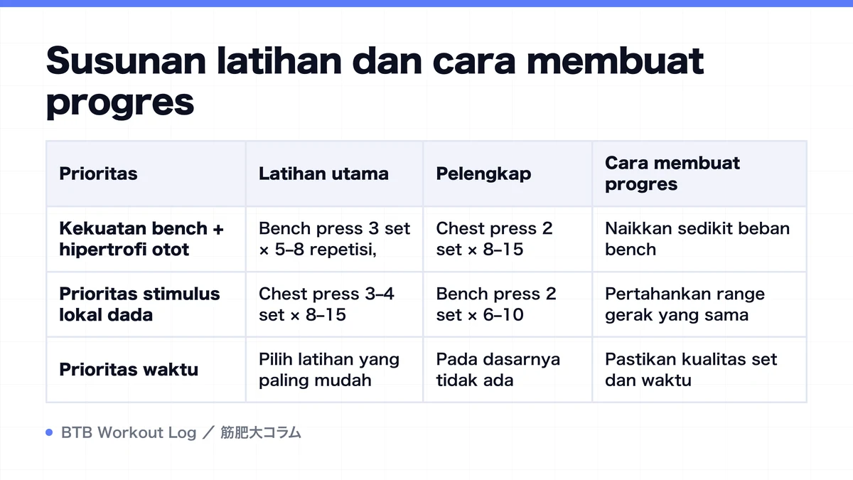 Diagram: Susunan latihan dan cara membuat progres