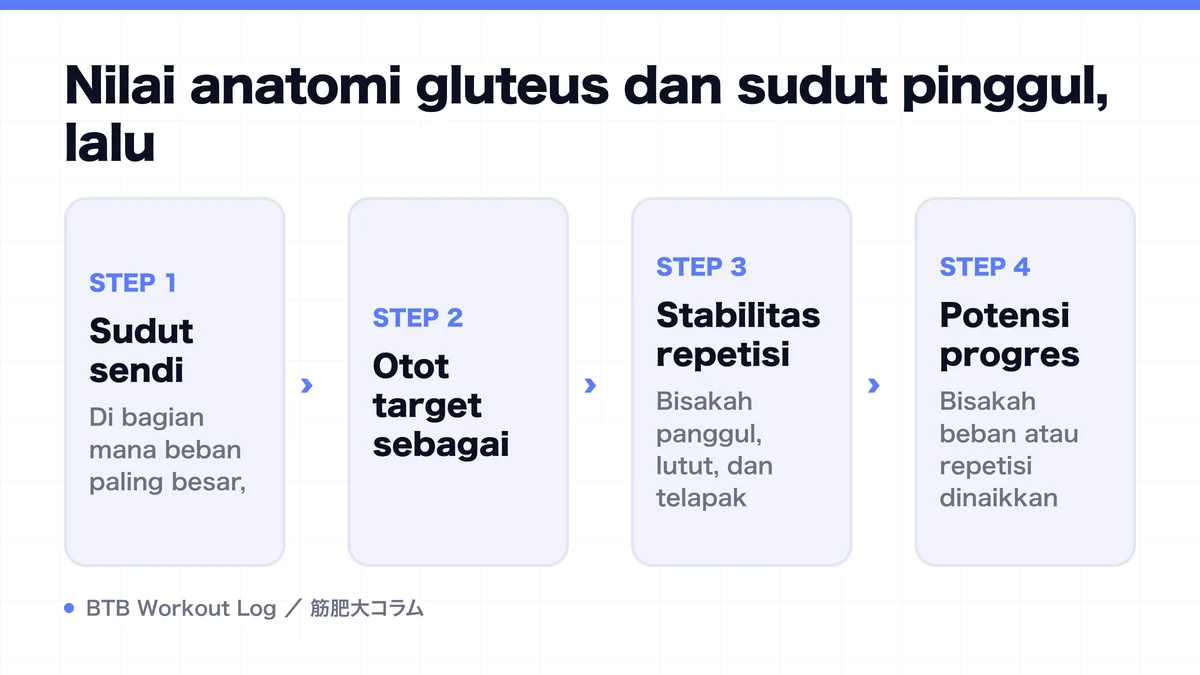 Diagram: Nilai anatomi gluteus dan sudut pinggul, lalu