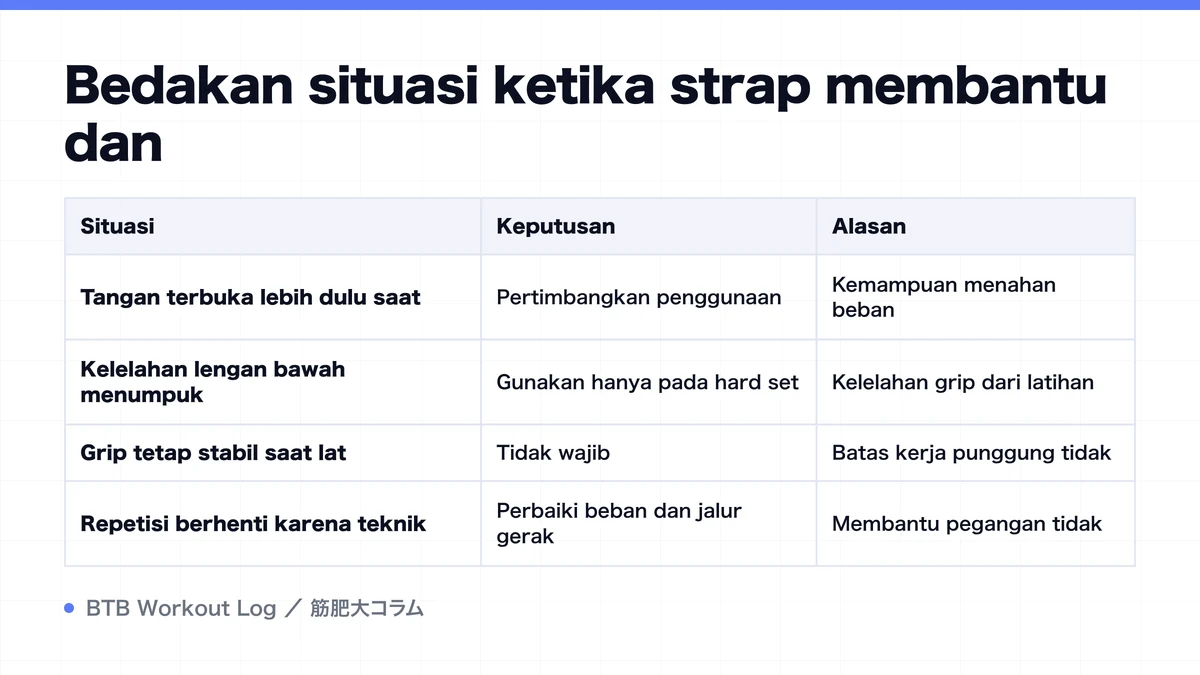 Diagram: Bedakan situasi ketika strap membantu dan