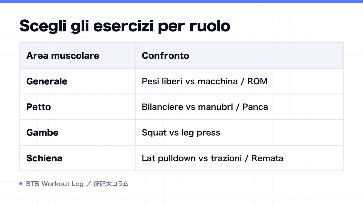 Diagram: Scegli gli esercizi per ruolo