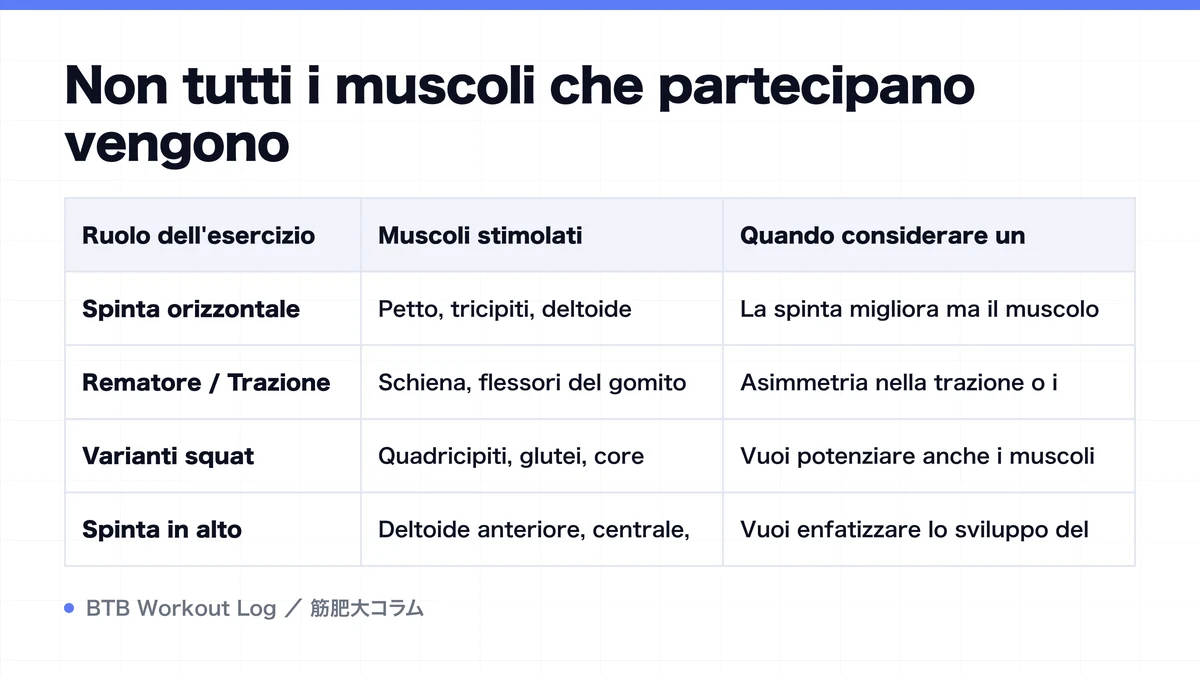 Diagram: Non tutti i muscoli che partecipano vengono