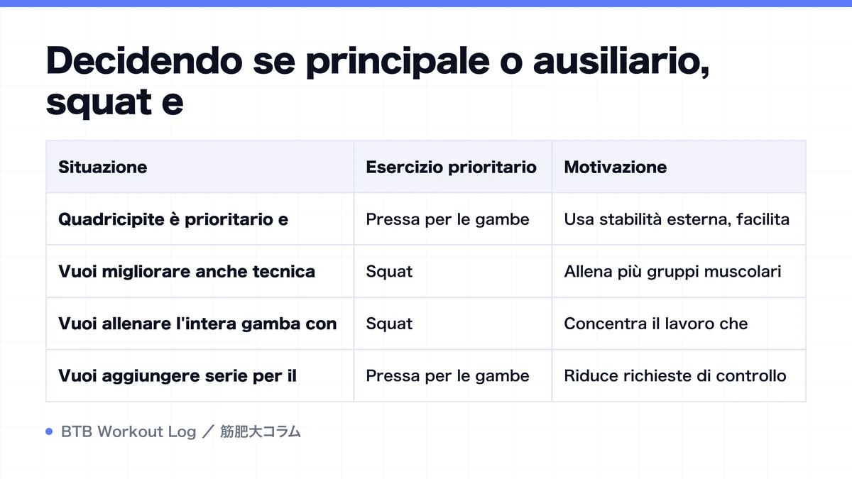 Diagram: Decidendo se principale o ausiliario, squat e