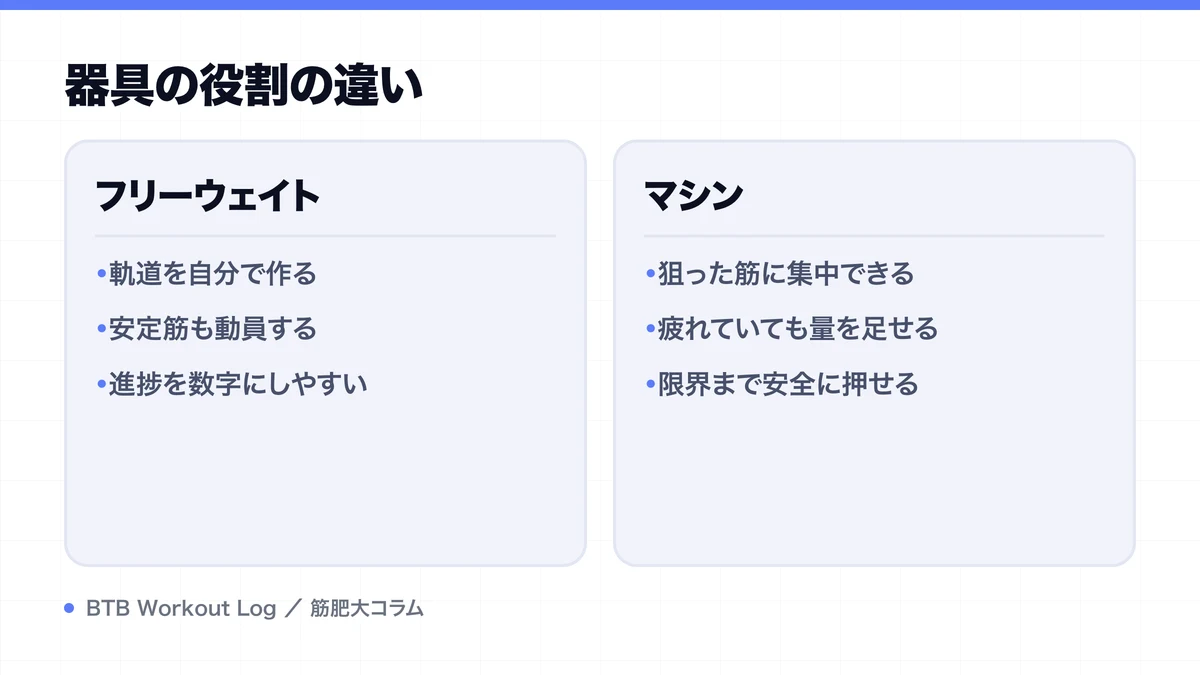 器具の役割の違いを示す図解