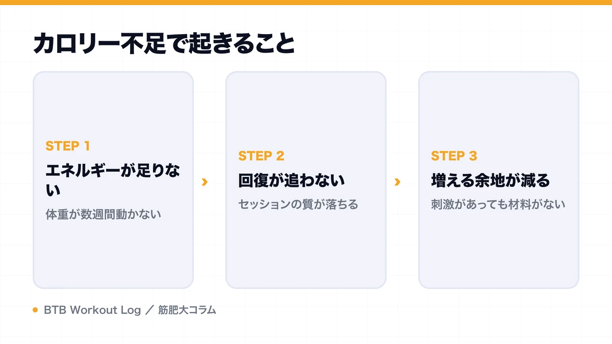 カロリー不足で起きることを示す図解