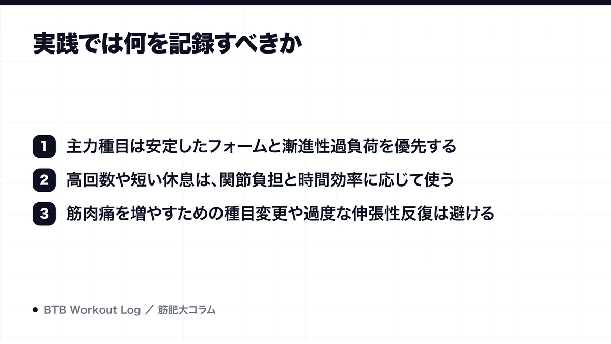 実践では何を記録すべきかを示す図解