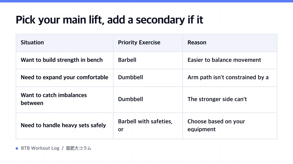 Diagram: Pick your main lift, add a secondary if it